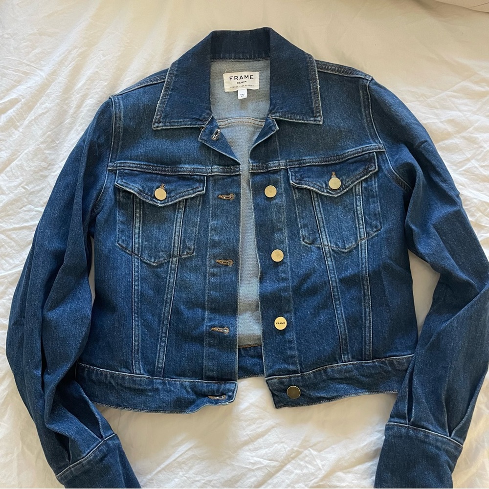 Frame Denim Jacket with Puffy Sleeves